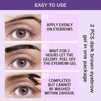 2 Pcs Dark Brown Easy Peel Off Eyebrow Gel, Tattoo Eyebrow Tint, Waterproof & Sweatproof Peel Off Tinted Eyebrow, Long-lasting Natural Color Up to 3 Days, Eyebrow Tattoo for All Skin Types (#01)