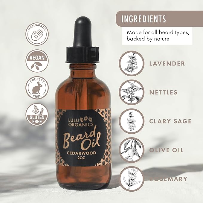 Argan Oil for Beard – Natural Moisturizer for Men, Supports Facial Hair Growth, Beard Oil for Men with Cade Berry Cedar Wood Scent, Softens Hair for a Healthy Groomed Look, 2oz Bottle