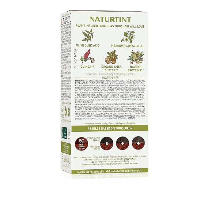 Naturtint 5C Light Copper Chestnut Permanent Hair Color (Pack of 6), Ammonia Free, Vegan, Cruelty Free, up to 100% Gray Coverage, Long Lasting Results (Packaging may vary)