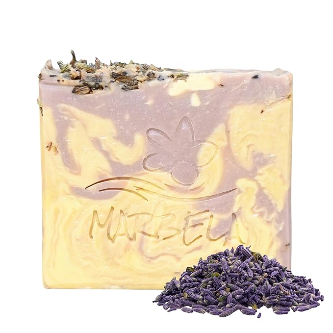 Marbela Cosmetics Lavender Dream Handmade Soap Bar - Made in USA, Vegan Friendly, Palm Oil Free, Natural Bar Soap - Gentle Face & Body Soap for Daily Skin Care, Moisturizing & Nourishing - 3.5 oz
