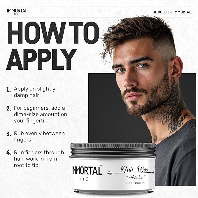 Immortal NYC Hair Waxes for Men - Aventus Extra Strong Hold, Low Shine Hair Wax - Mens Water Based, No Residue Non-Greasy Hair Paste -Pomade- All Natural Styling Wax for All Hair Types