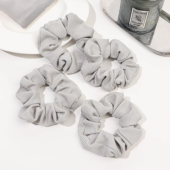 Hair Scrunchies for Women - Hair Ties No Damage Both for Thick Hair or Thin Hair Curl Hair No Crease Gray Scrunchies Ponytail Holder No Hurt Your Hair