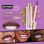 Maydear Chameleon Lipstick – Metallic Multichrome Lipstick, Long-Lasting, Fuchsia Green (08)