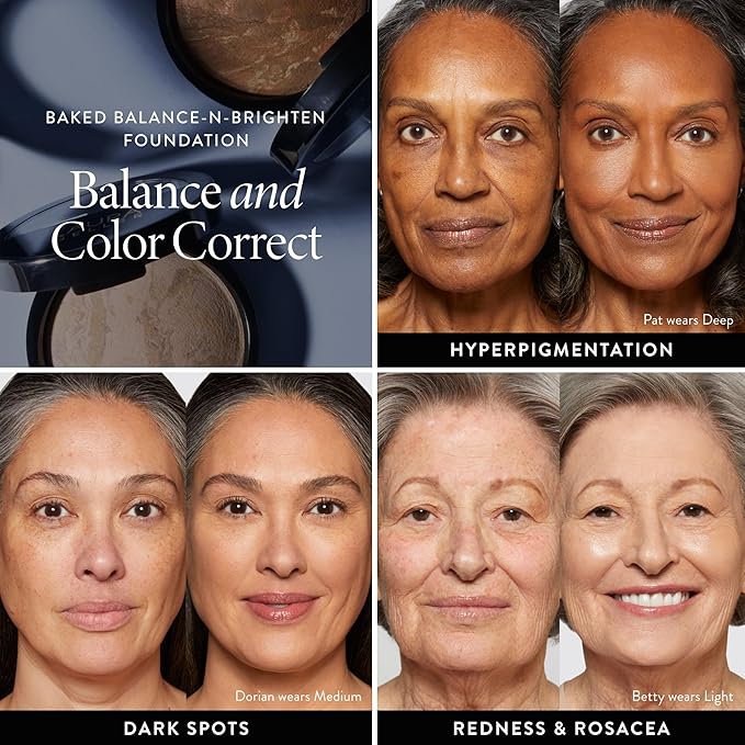 LAURA GELLER NEW YORK Award-Winning Baked Balance-n-Brighten Color Correcting Powder Foundation - Tan - Buildable Light to Medium Coverage - Demi-Matte Natural Finish