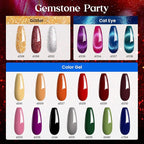 Beetles Winter Gel Nail Polish 20 Winter Colors Cat Eye Gel Polish Set Gift Spree Burgundy Red Purple with Magnet Pen Base Top Coat DIY Salon Manicured Soak Off UV LED Gifts for Women Gemstone Party