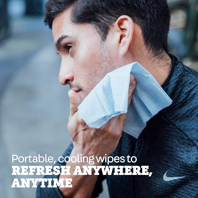 Oars + Alps Cooling Face & Body Wipes, Dual Sided Cleansing Wipes Towelettes for Post Workout, Activities,Commutes, Dermatologist Tested Skin Care with Menthol & Ginseng, Travel Friendly, 14ct