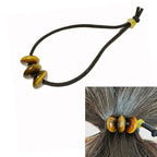Elastic Hair Tie for Women Real Gemstone beads Ponytail Holders Hair Accessories hair elastic tie for Women Men (Tiger Eye)