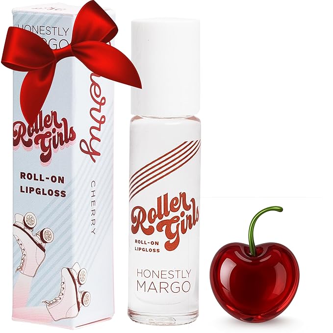 Honestly Margo Roller Girl Roll-On Lip Gloss (Cherry Cherry, 2 Pack) – Lip Gloss for Women with Hydrating Vitamin E & Moisturizing Shine, Refreshingly Lightweight Your Lip Stain, Non Stick Gloss