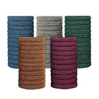 BAOLI 100PCS Seamless Hair Ties, Soft Ponytail Holders, Nylon Thick Hair Ties Bands, Large Hair Elastic Holder No Damage for Heavy Hair, 2 Inch in Diameter, 5 Colors with Gold Thread