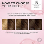 L'Oreal Paris Excellence Crème Permanent Hair Dye, Triple Care Hair Color with Pro-Keratine Complex for 100% Gray Hair Coverage, 5 Medium Brown, 1 Kit (Pack of 2)