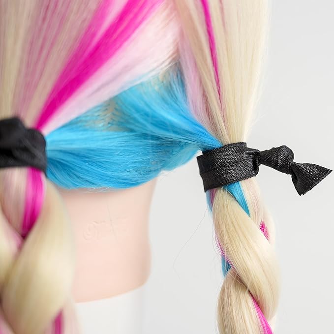 MEEDEE Hair Ties Pack: 100 Black No Crease Soft Knotted Ribbon Ties for Women - Ouchless, No Damage, Suitable for Ponytails, Yoga, and Bracelets