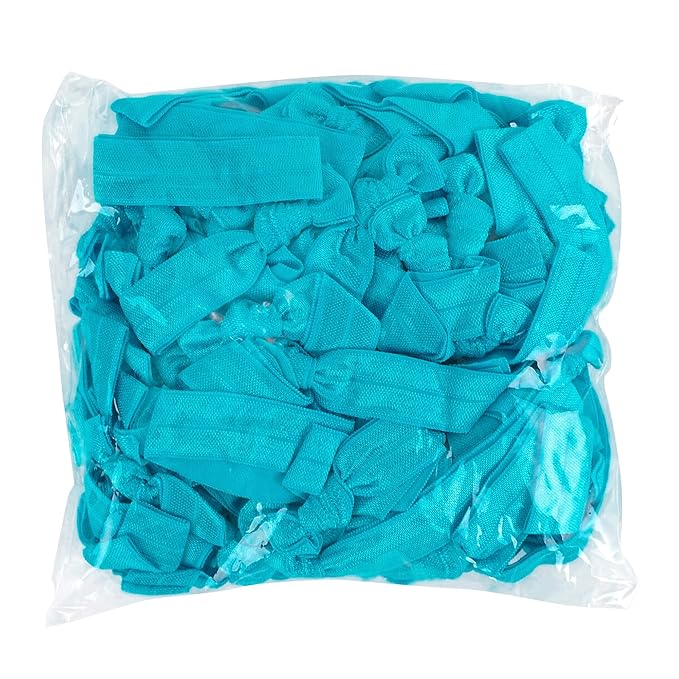 MEEDEE 100 Pack Blue Hair Ties For Women No Crease Soft Elastic Ribbon No Damage Blue Hair Ties Knotted Ouchless Hair Ribbon Yoga Hair Ribbons Elastic Bracelets