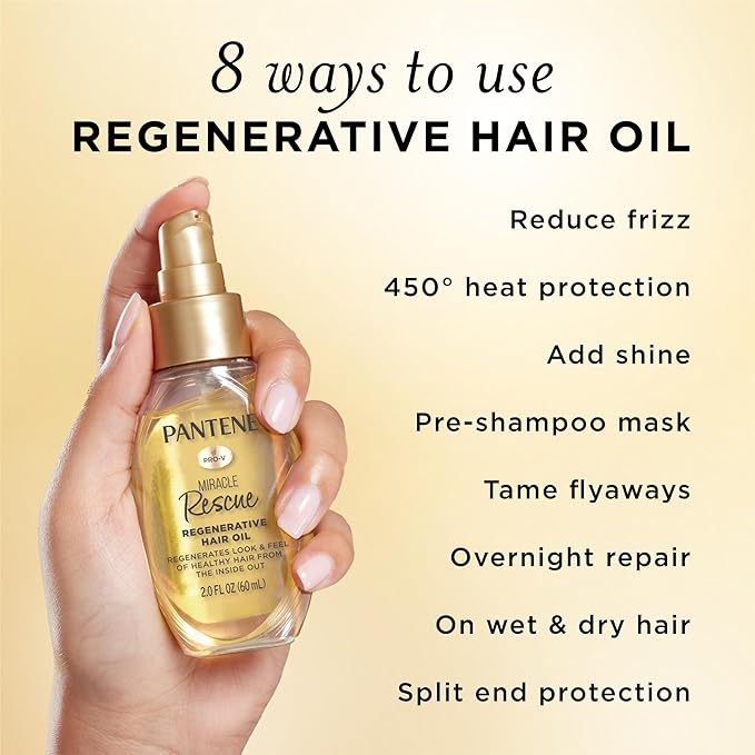 Pantene Miracle Rescue Regenerative Hair Oil - 2.0 FL Oz - Deep Repair Treatment for Dry & Damaged Hair