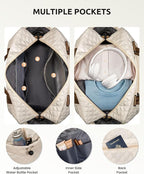 Gifts for Friends-Initial Duffle Bag with Shoe Compartment, Personalized Weekender Bag, Monogram Overnight Bag, Travel Bag with Makeup Bag，Birthday Gifts Bag for Daughter Sister (Letter I)