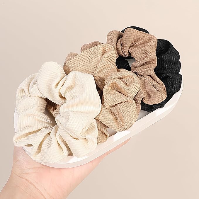 Hair Scrunchies for Women - Hair Ties No Damage Both for Thick Hair or Thin Hair Curl Hair No Crease Gray Scrunchies Ponytail Holder No Hurt Your Hair