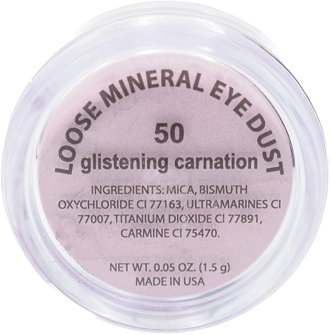 Glistening Carnation Light Bright Pale Pink Mineral Single Loose Powder Eyeshadow; Talc & Paraben Free, No Animal Testing & Cruelty Free