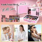 Beginner Makeup Kit for Teen,Makeup Set for Girl Women,Beginner Makeup Kit with Cosmetic Train Case Included 32 Colors Eyeshadow Blush Contour Lip Gloss Lip Liner Mascara Eyeliner Mirror