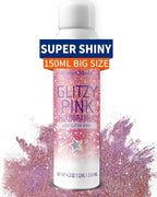 Hair Glitter Body Glitter Spray, 150ML Glitter Hairspray Holographic Pink Glitter Spray for Hair and Body, Hair Glitter for Kids Women, Body Shimmer Festival Rave and Makeup 4.2 Fl Oz