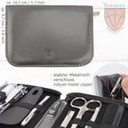 3 Swords Germany - brand quality 10 piece manicure pedicure grooming kit set for professional finger & toe nail care tweezers file clipper fashion leather case in gift box, Made by 3 Swords (01603)