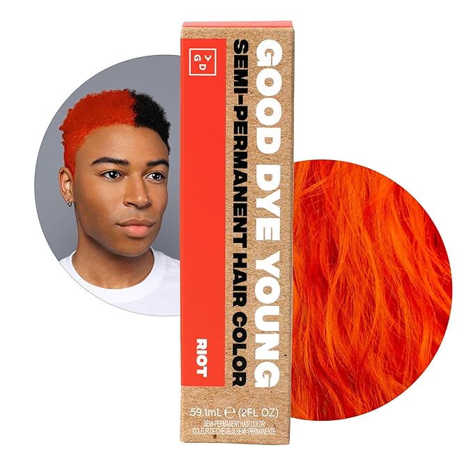 Good Dye Young Streaks and Strands Semi Permanent Hair Dye (Riot Orange) - UV Protective Temporary Hair Color Lasts 15-24+ Washes - Conditioning Orange Hair Dye - PPD-free, Cruelty-Free & Vegan