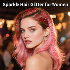 MEICOLY Red Face Body Glitter Stick,Hair Glitter Stick for Women,Sparkle Chunky Glitter Makeup for Halloween Mardi Gras,Waterproof Face Glitter for Party Rave Festival