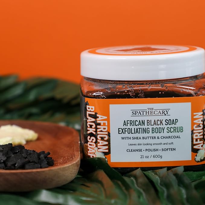 Body Scrub, Exfoliating-Nourishing-Refreshing-Smoothing Body Care 21 oz. (21 oz, African Black Soap)