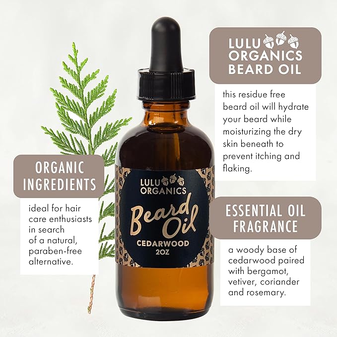Argan Oil for Beard – Natural Moisturizer for Men, Supports Facial Hair Growth, Beard Oil for Men with Cade Berry Cedar Wood Scent, Softens Hair for a Healthy Groomed Look, 2oz Bottle