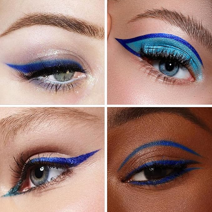 docolor Eyeliner, 2PCS Blue Liquid Eyeliner Waterproof Eye Liner Pen Super Slim Precise All Day Blue Eye Pencils Professional Makeup Liquid Eye Liner Pencil for Women