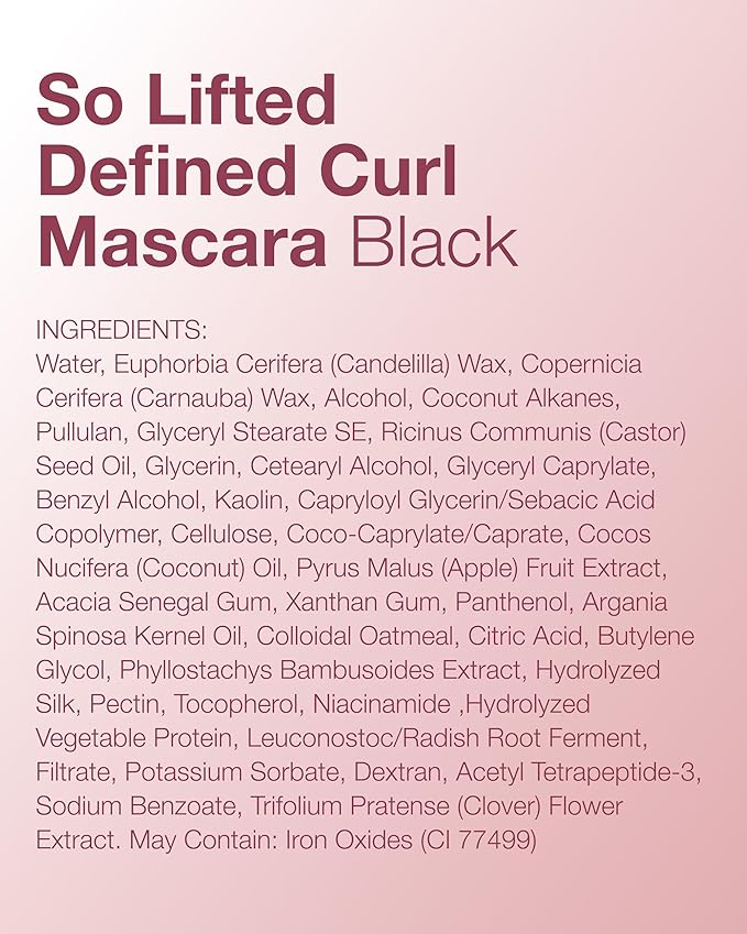 Mineral Fusion So Lifted Lash Defined Curl Mascara (Black) - Lash Lifting Mascara for Weightless Volume & Length - With Argan & Coconut Oils - Hypoallergenic