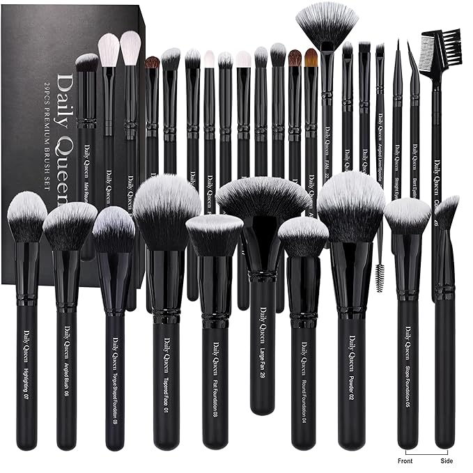 29pcs Black Professional Makeup Brush Set Kabuki Powder Concealers Eye shadows Blush Eyeliner Eyebrow Contour Eye blending Brushes (29pcs brush)