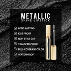 Black Lipsticks for Women Metallic Lipstick Long Lasting Non Stick Cup Lip Gloss, Shimmer Lightweight Hydrating Full Coverage Lip Color, DP120 Boardwalk