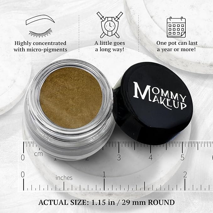 Mommy Makeup Waterproof Stay Put Gel Eyeliner Pot with Micropigments - Smudge-Proof, Long Lasting, Highly Pigmented Cream Eye Liner, 0.14 oz (Olive It Up)