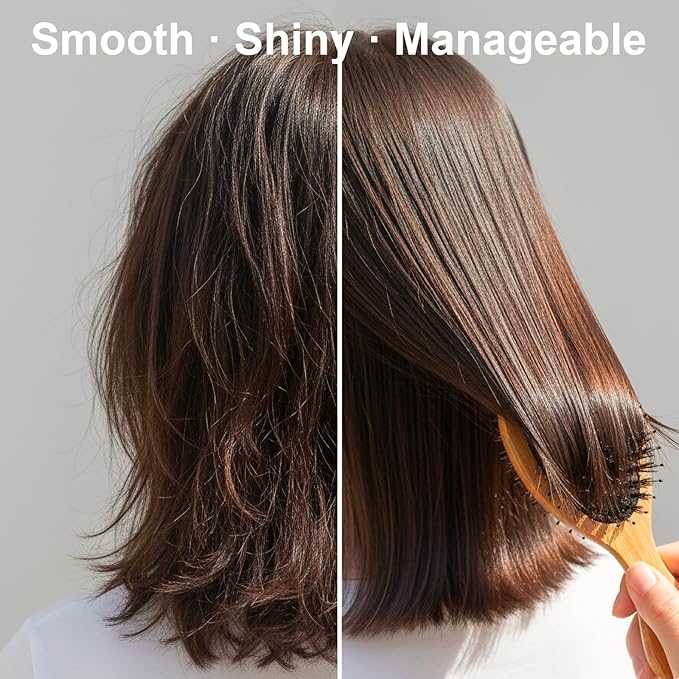 Boar Bristle Hair Brush Mini Travel Size, TWPER Bamboo Nylon Small Detangling Brush for Women Men Kids, Scalp Massage Portable Hair Care Tool Gift