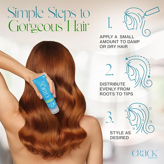 Crack HAIR FIX Styling Treatment - Multi-Tasking, Anti-Frizz, Leave-In Styling Cream with Protection from Humidity, Chlorine, Heat Treatments & Sun (3 Oz - PACK OF TWO)