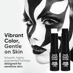 Blue Squid PRO Black and White Face Paint Stick - Waterproof Body Paint For Adults & Kids Eye Black Baseball, Eyeblack Softball -Hypoallergenic Twist-Up Non-Toxic Makeup Stick - Cosplay, Sports & SFX