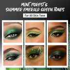 Green Eyeshadow Palette with Mirror Lime Forest Emerald Tones Matte Shimmer 6 Colors Mini Eye Shadow Pallet Travel Size Highly Pigmented for Goth Fairy Joker Wicked Halloween Parties Makeup