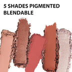 Boobeen 5-Color Eyeshadow Palette, Brown Neutral Tones with Matte Shimmer Glitter Finishes, Long-Lasting Everyday Makeup Palette，Blendable & Pigmented,Travel-Friendly