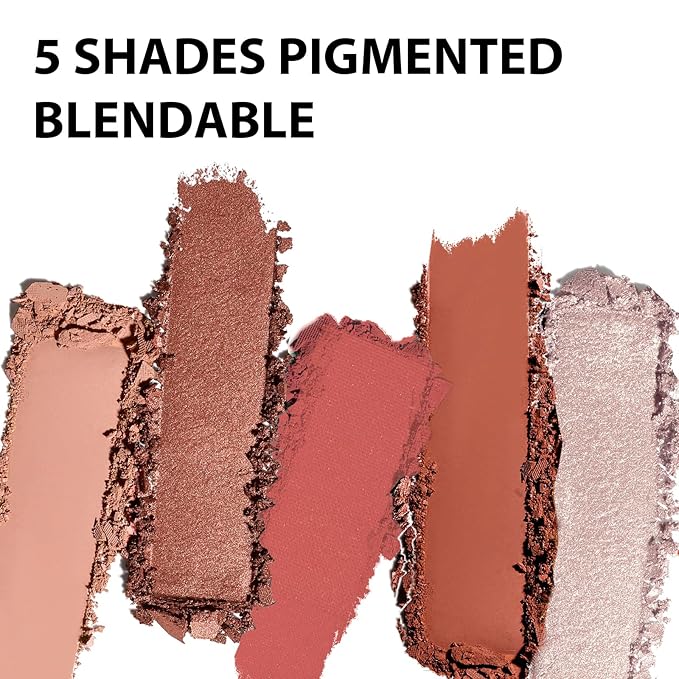 Boobeen 5-Color Eyeshadow Palette, Brown Neutral Tones with Matte Shimmer Glitter Finishes, Long-Lasting Everyday Makeup Palette，Blendable & Pigmented,Travel-Friendly