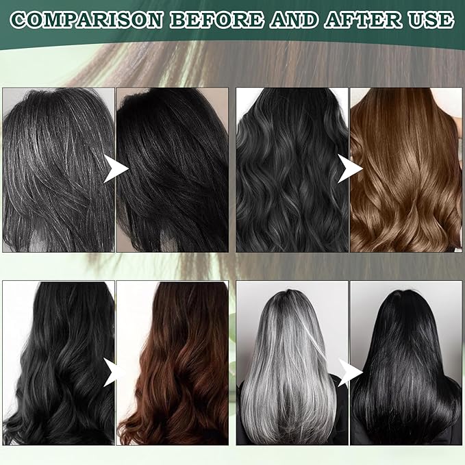 Mild Formula Long Lasting Hair Dye Set, Long-Lasting Single Step Hair Dye Kit with Nourishing Natural Shampoo (Light Black)