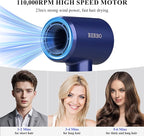 Professional Ionic Hair Dryer with Brushless Motor, High-Speed 110000 RPM Low Noise Temperature Control Portable Negative Ionic Blow Dryer with Concentrator Nozzle for Home, Travel and Salon