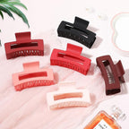 3.5 Inch Medium Hair Claw Clips 6 Pack Hair Clips for Women Square Rectangle Claw for Hair Banana Jaw Clips Hair Accessories for Girls -Red