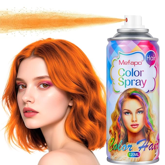 Christmas Orange Hair Spray Temporary for Kids Women, Orange Hair Dye, Washable Root Touch Up Hair Color Spray,One-Time Use Hair Color Wax Pomades for Party Makeup,Cosplay,Crazy Hair Day(120ML)