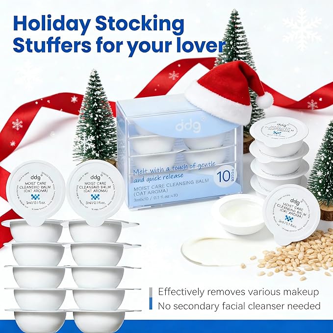 ddg Travel Size Cleansing Balm–Travel-Friendly Makeup Remover for Waterproof Makeup,Sensitive Skin,Vegan Hydrating Formula,Individually Wrapped,10 packs,Holiday Gift