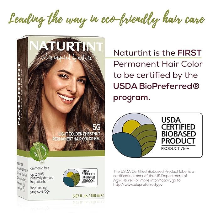 Naturtint 5G Light Golden Chestnut Permanent Hair Color (Pack of 6), Ammonia Free, Vegan, Cruelty Free, up to 100% Gray Coverage, Long Lasting Results (Packaging may vary)