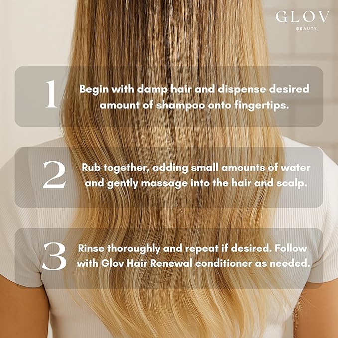 Glov Beauty Hair Renewal Shampoo – Purifying and Revitalizing Formula with Apple Stem Cells, Keratin Amino Acids, Argan Oil, Biotin & Green Tea – Gentle Daily Cleanser for All Hair Types