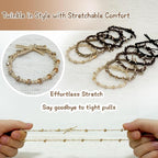 10pcs Braided Hair Ties with Gold & Crystal Beads, Elastic Hair Ties for Women, Neutral Colors