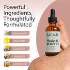 Kitsch Rosemary Oil for Hair Growth – Pre-Wash Hair Oil with Castor, Biotin, Jojoba – Hair Care, Adds Shine, Strengthens Roots, Scalp Treatment | Ideal Gifts for Women – Lavender Scent, 60mL