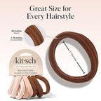 Kitsch Hair Ties No Damage - Strong, Stretchy Hair Bands | Soft Nylon Ponytail Holders, Snag-Free Rubber Bands, Perfect for Updos & Braids | Ideal Gifts for Women - Rosewood, 8pcs