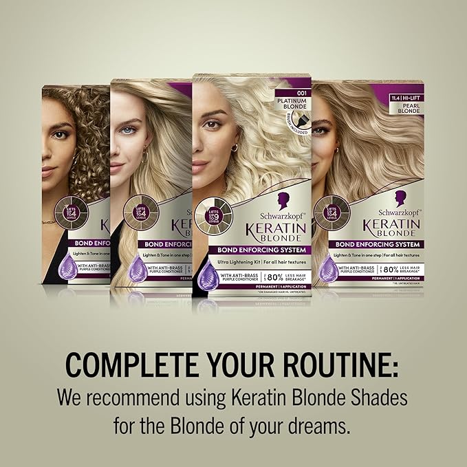 Schwarzkopf Keratin Blonde Anti-Brass Purple Mask, 5 fl oz, Helps Strengthen Hair, Bond Enforcing Care, Tones Brassiness & Yellow Tones, Adds Hydration, For Bleached, Highlighted & Blonde Hair Types