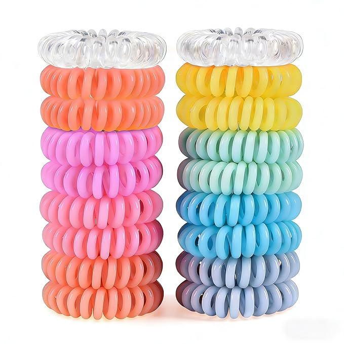 TIZZYT Basic Spiral Hair Ties, No Crease Hair Ties, 18 Count - Macaron Color